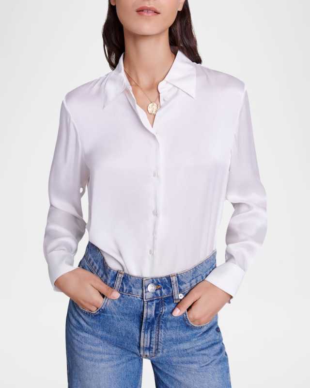 Cecily Button-Front Silk Shirt